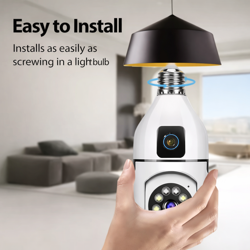 Camara Seguridad 2 Lentes Bombillo Wifi